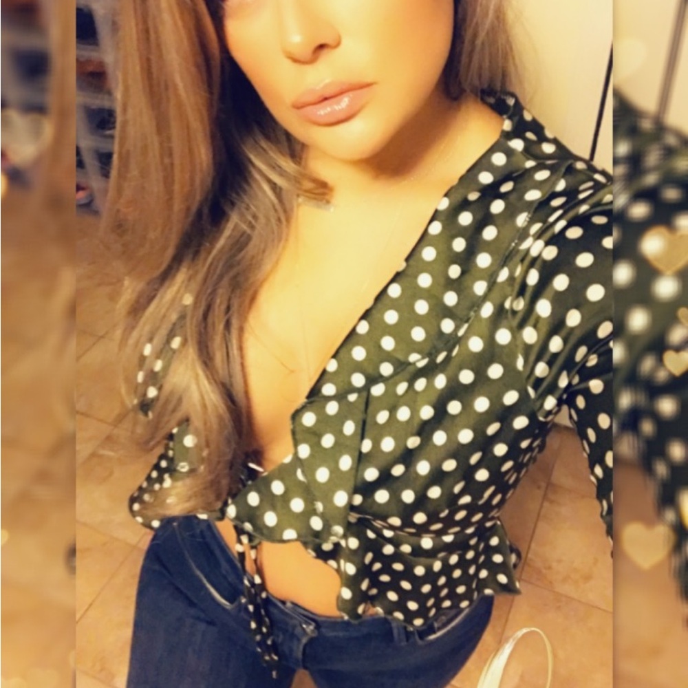 Front tie polka dot top